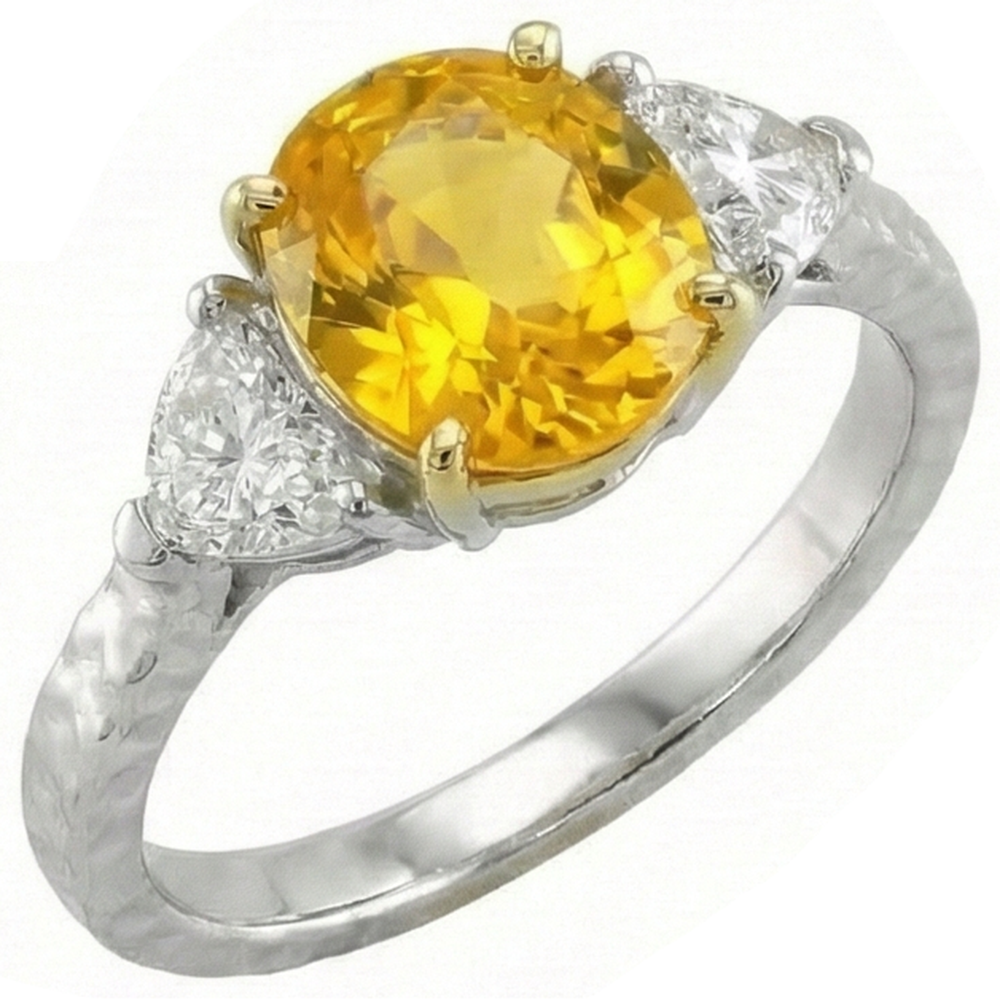 naturel trillion diamant 4.50carats bague angle de côté