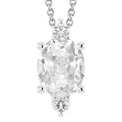 3 Pierres Rondes Et Ovales Vieux Mineur Slide Véritable Diamond Pendentif Chain 7 Carats