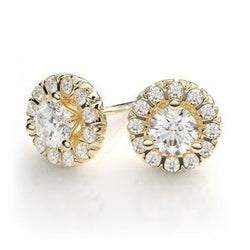 3 Prong Set 3.30 Carats Réel Diamant Femmes Boucles D'oreilles Or Jaune 14k