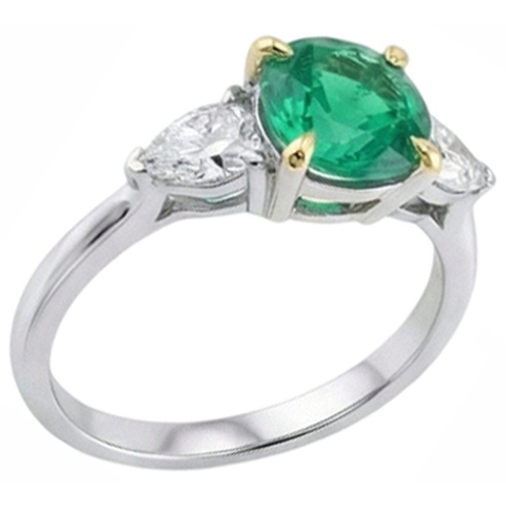 Éblouissant Émeraude Fine Bague Pierre Précieuse 2,50 carats – vue d'angle