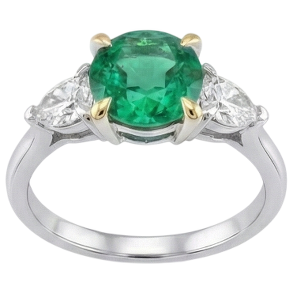 Émeraude Fine Bague Pierre Précieuse – vue de face
