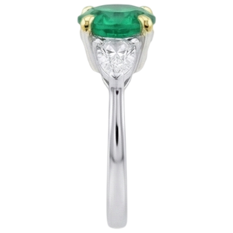Bague Pierre Précieuse Or Bicolore 14 Carats avec Émeraude Fine – vue de dessus