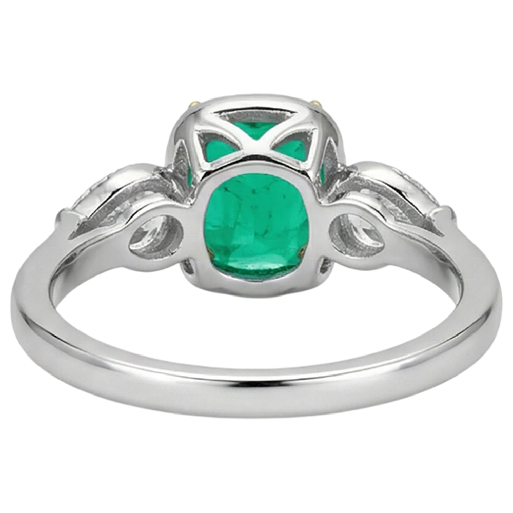 Émeraude Fine Bague avec Gemme 1,50-carats Or 14K Bicolore – vue arrière