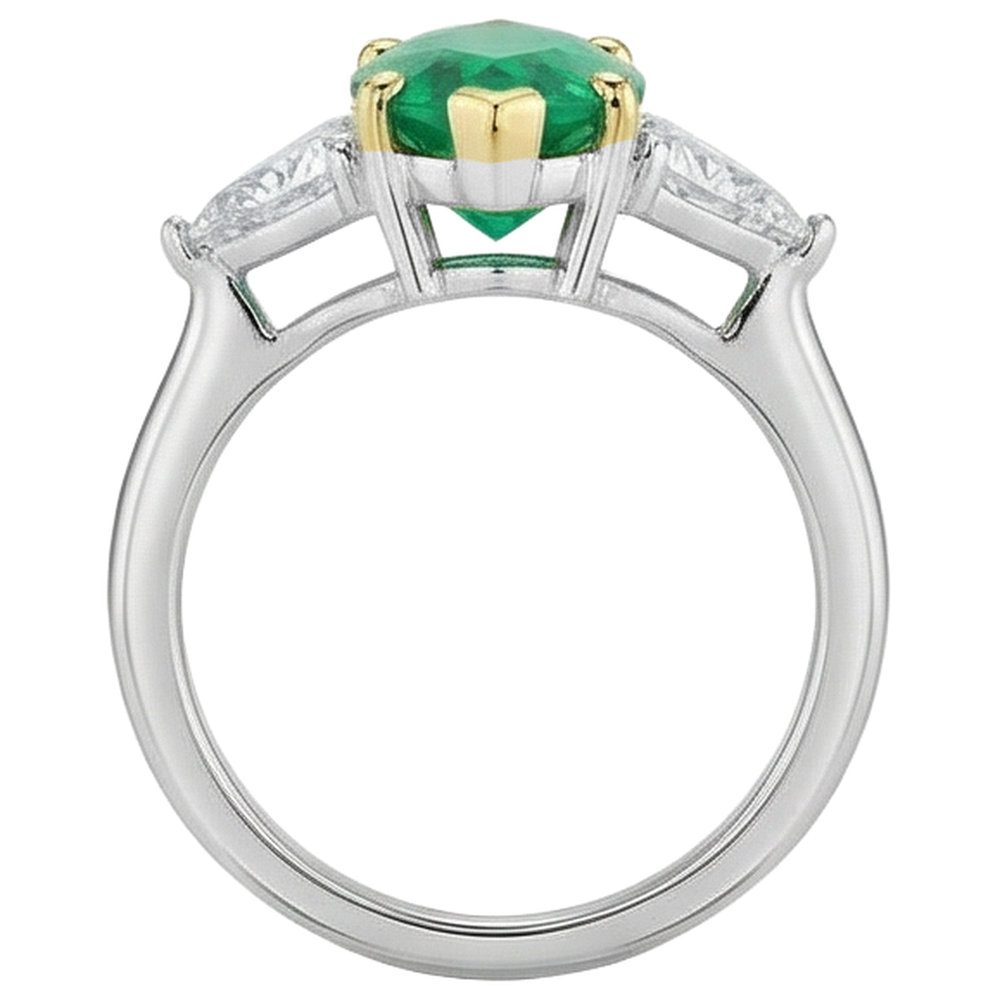 Émeraude Bague Pierre Précieuse 3 carats Or Deux Tons 14 Carats – vue arrière