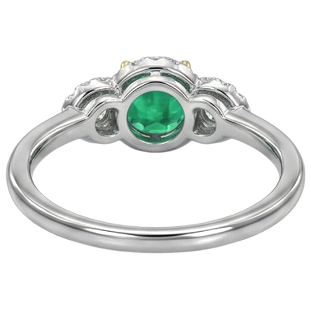 Émeraude Fine Bague Pierre Précieuse 2-carats Or 14K Bicolore – vue de dessus