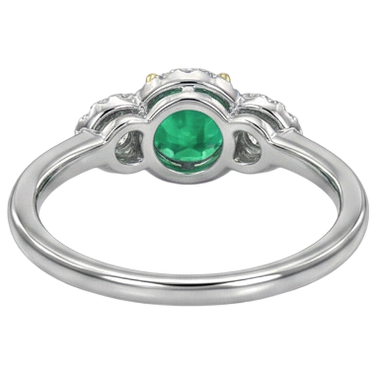 Émeraude Fine Bague Pierre Précieuse 2-carats Or 14K Bicolore – vue de dessus
