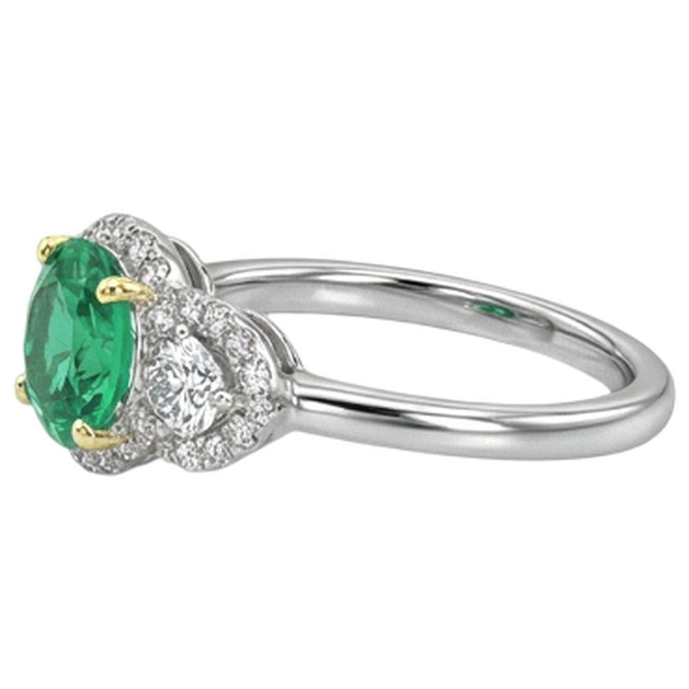 Sophistiqué Émeraude Fine Bague Pierre Précieuse 2 carats – vue de côté