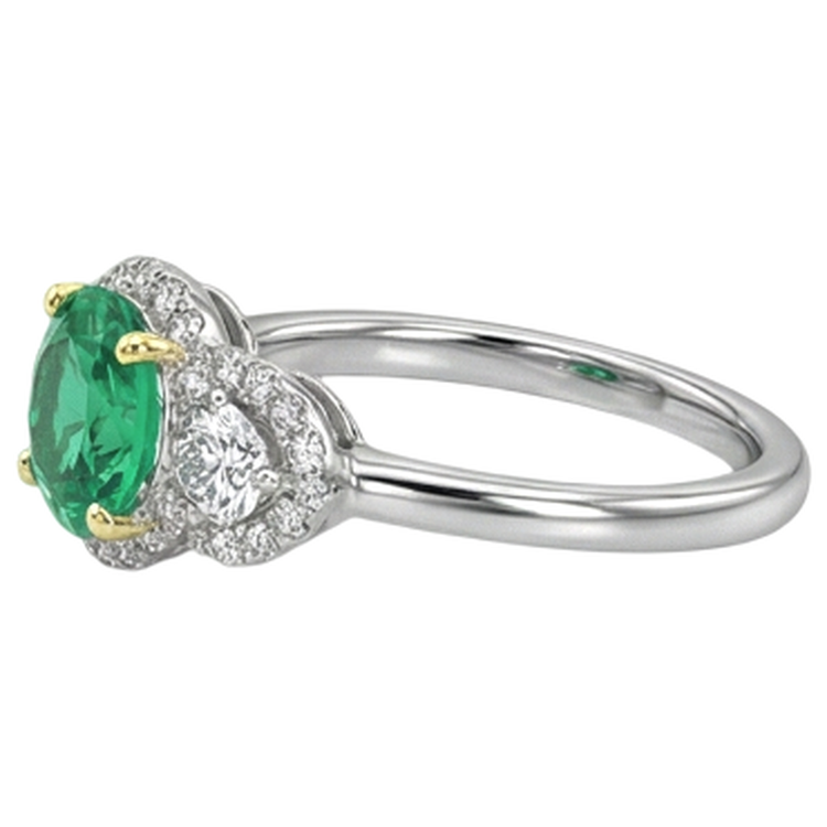 Sophistiqué Émeraude Fine Bague Pierre Précieuse 2 carats – vue de côté