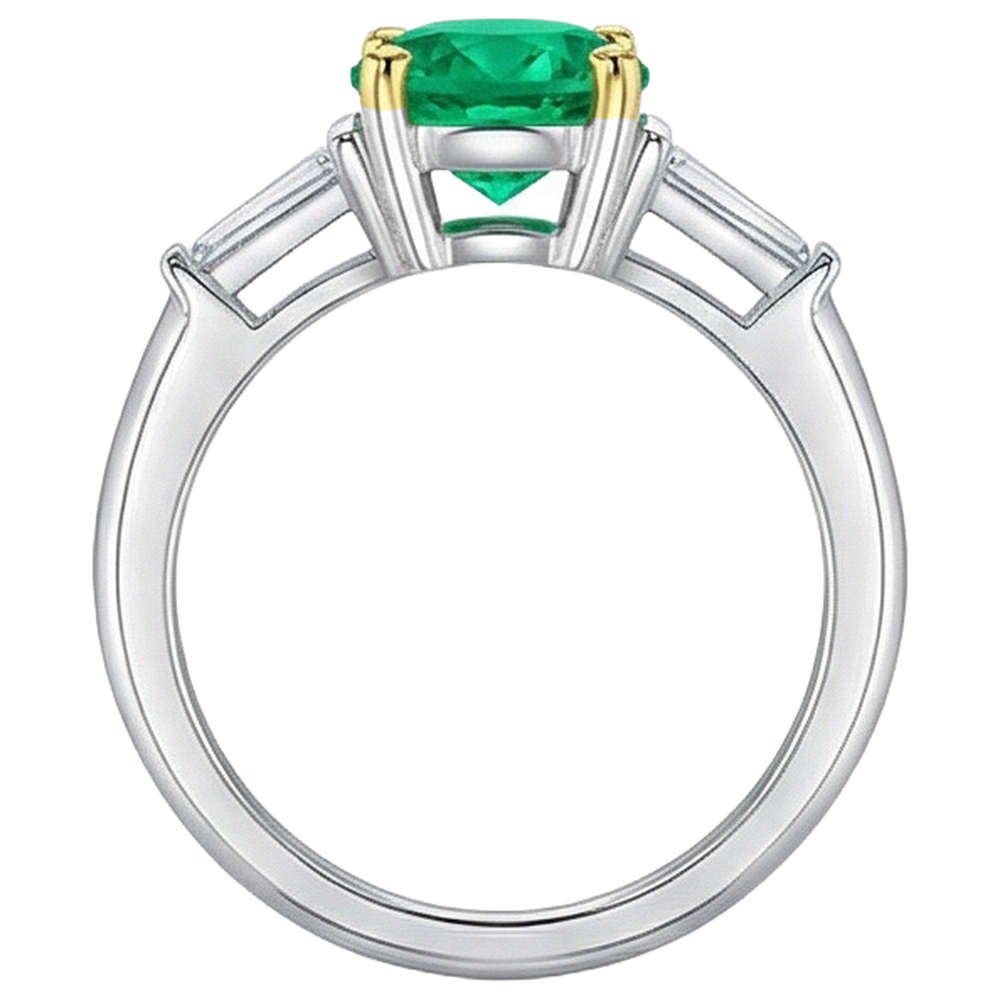 Brillant Émeraude Colombienne Bague avec Gemme 2 carats – vue de profil