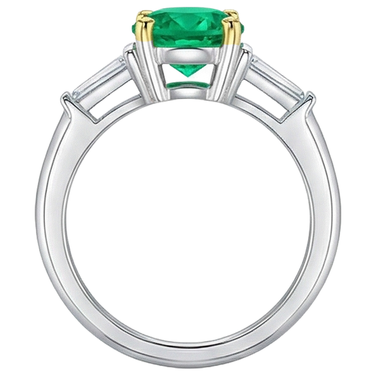 Brillant Émeraude Colombienne Bague avec Gemme 2 carats – vue de profil