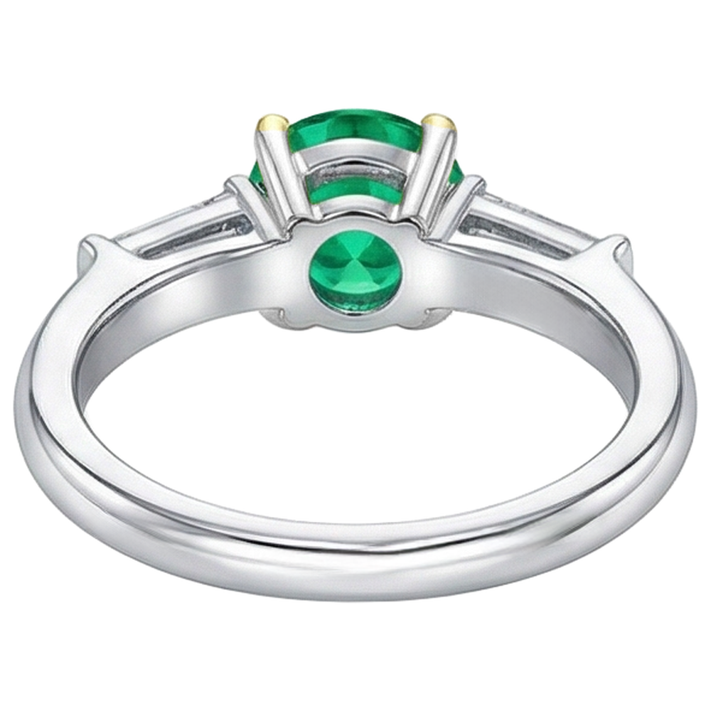 Émeraude Colombienne Bague avec Gemme 2-carats Or Bicolore 14 Carats – vue de dessus