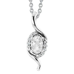 3 carat Pendentif Réel diamant taille ovale torsadé style