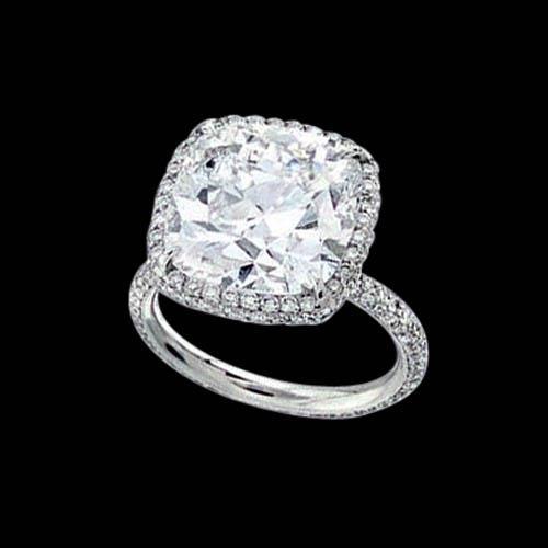 3 ct. Bague De Fiançailles Halo Coussin Et Naturel Diamants Ronds Nouveau