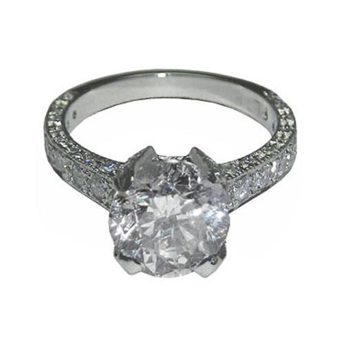 3 ct. Bague De Fiançailles Véritable Diamant Taille Idéale Rond Brillant Platine