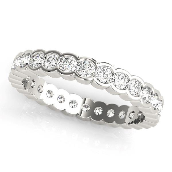 Diamant Fin Taille Ronde Eternity Band en Or Blanc 14 Carats – vue principale