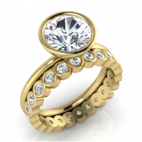 Diamant Bague de Demande 3,25-carats Or Jaune 14 Carats – vue de face