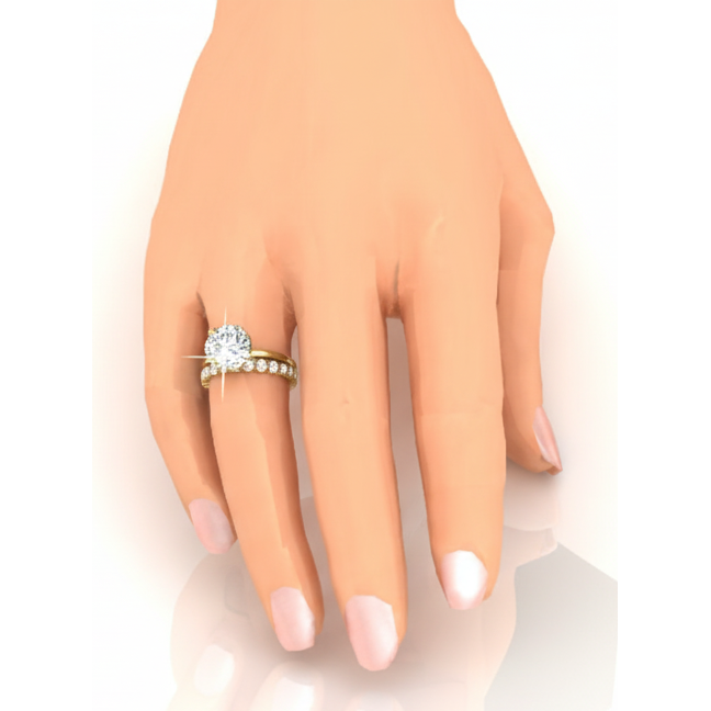 Bague de Demande Or Jaune 14 Carats avec Diamant – vue de profil