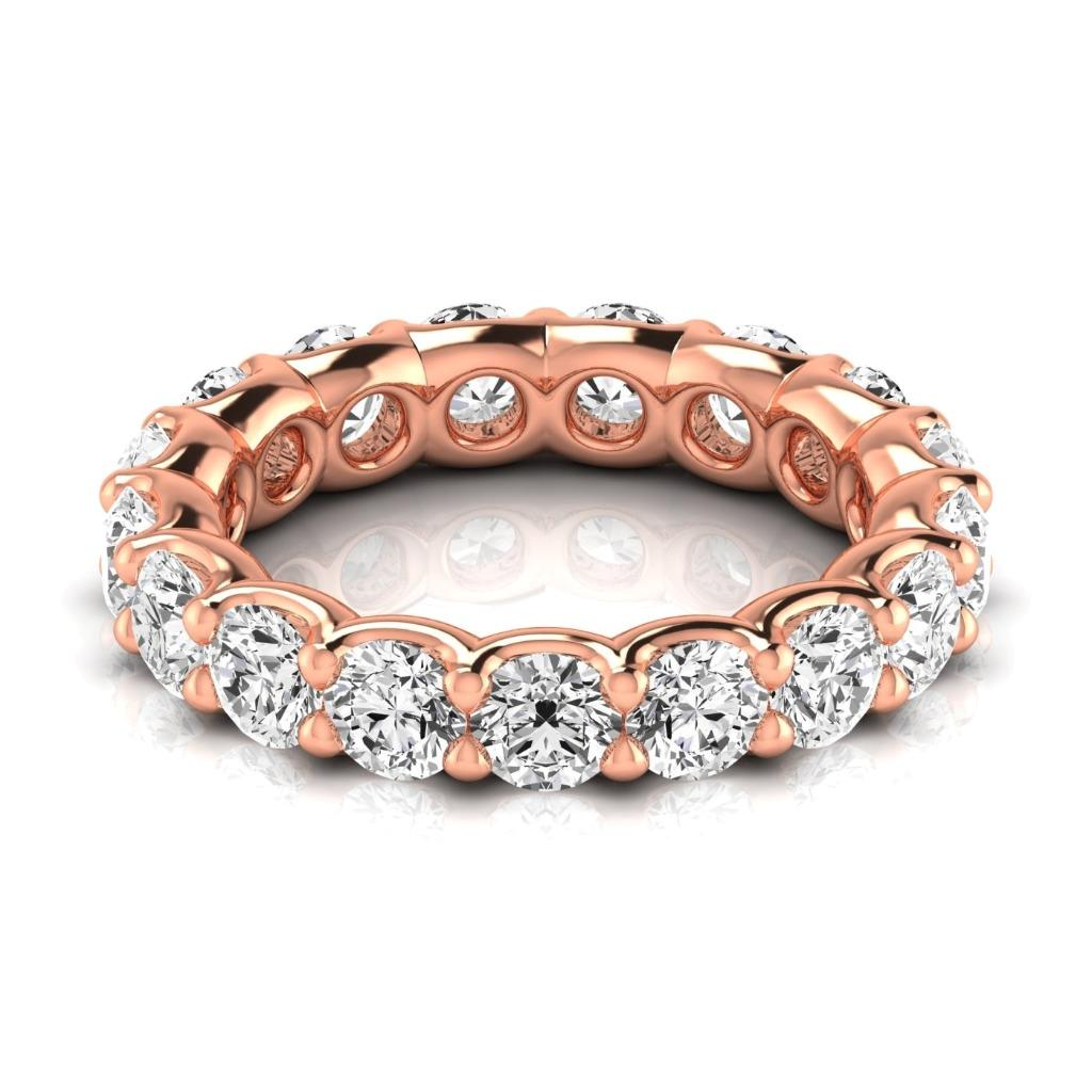 Taille Brillant Brillant bague en Or 14K Rose – vue de face