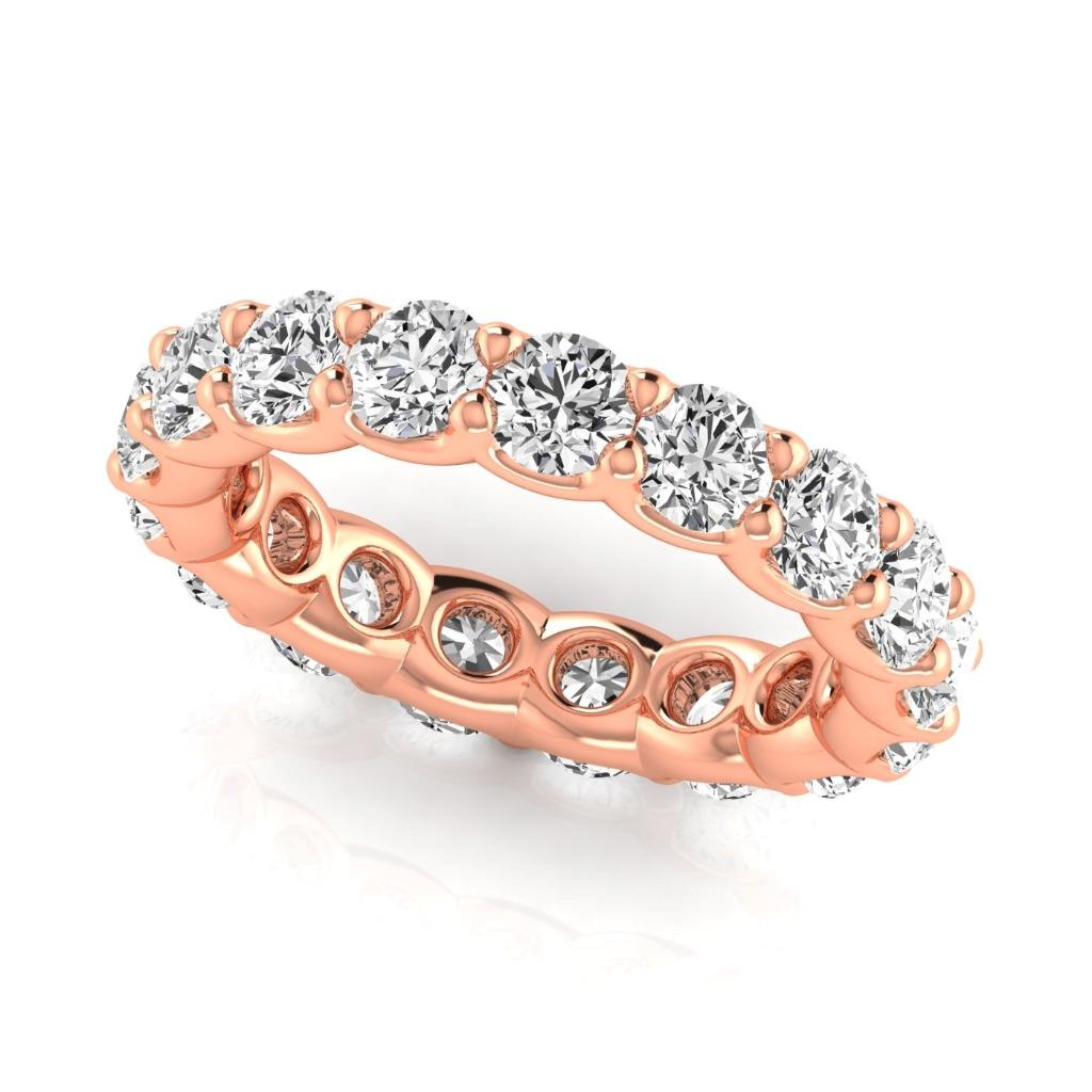 Taille Brillant Brillant bague en Or 14K Rose – vue principale