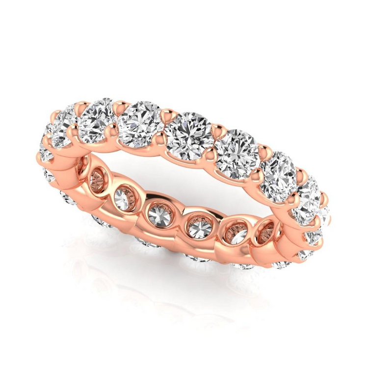 Taille Brillant Brillant bague en Or 14K Rose – vue principale