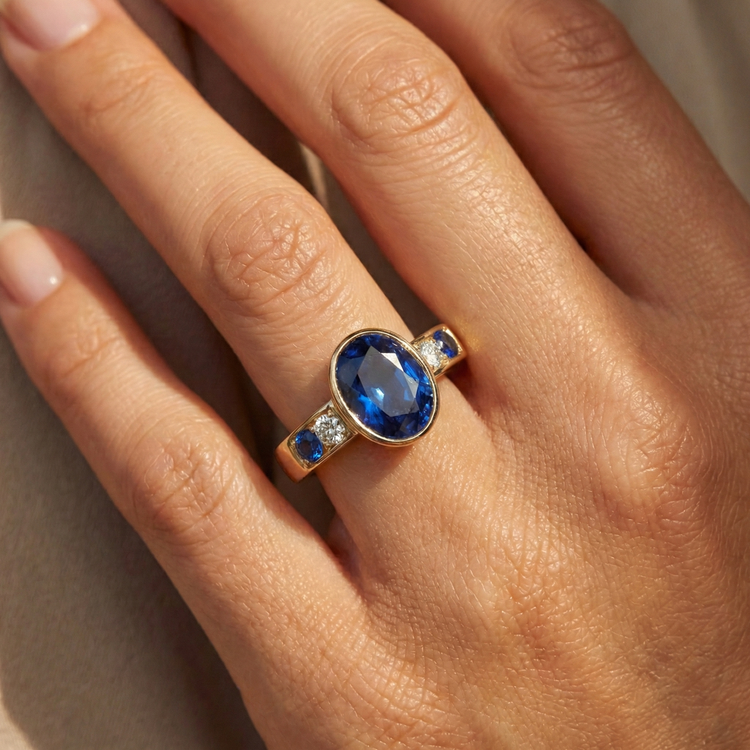 naturel round diamant 3.61carats bague sur blanc