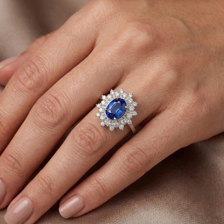 naturel round diamant 3.75carats bague sur blanc