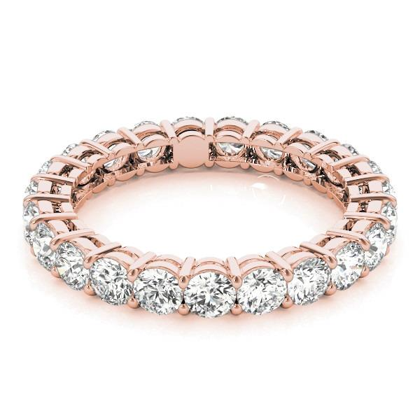 Taille Ronde Diamant bague en Or Rose 14 Carats – vue de côté