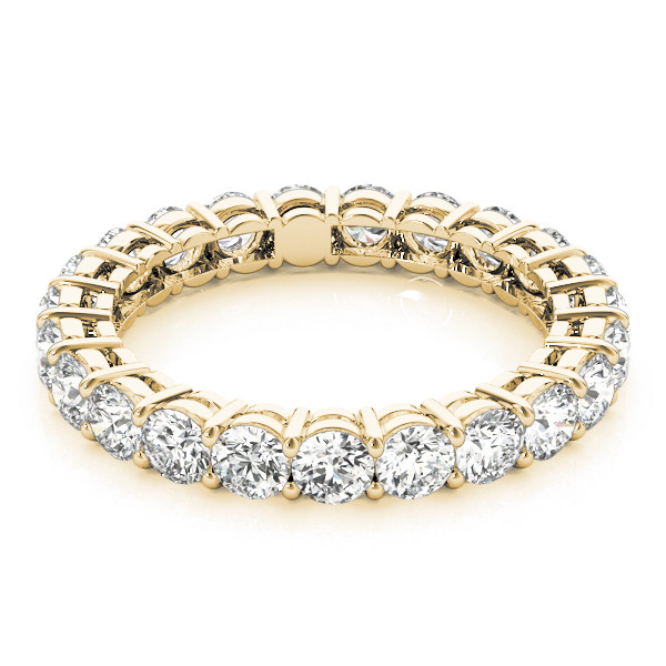Diamant Fin Taille Brillant Eternity Band en Or Jaune 14 Carats – vue de côté