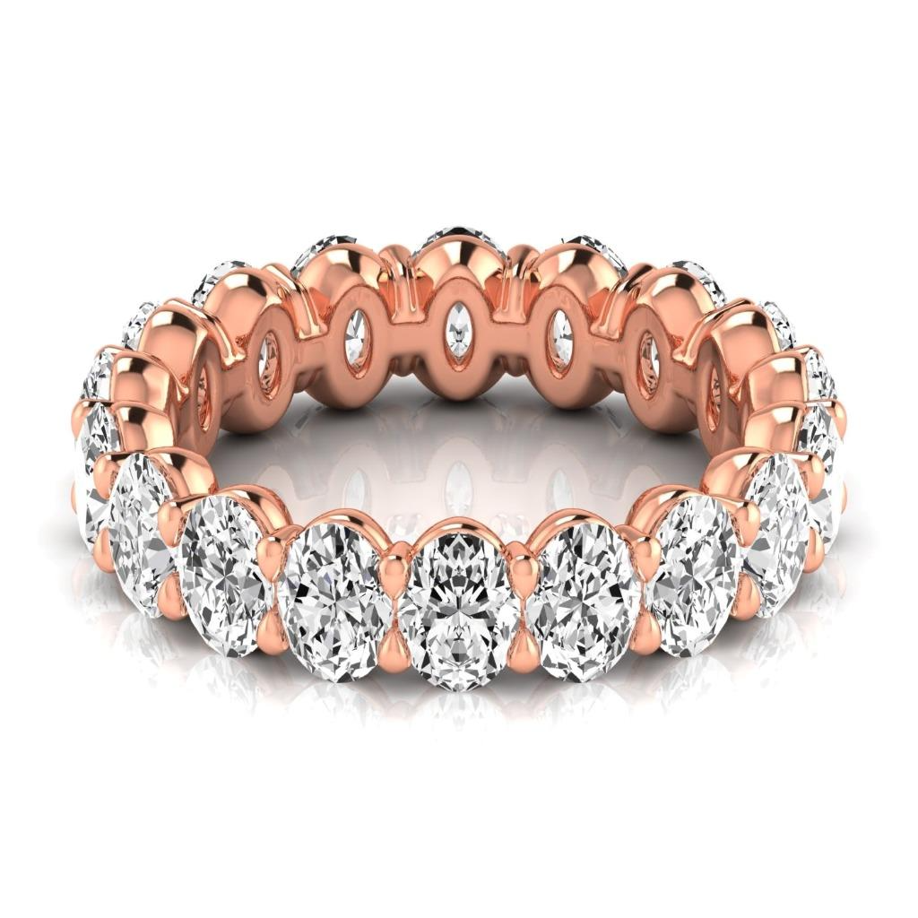 Diamant Taille Ovale Eternity Band en Or Rose 14 Carats – vue de face