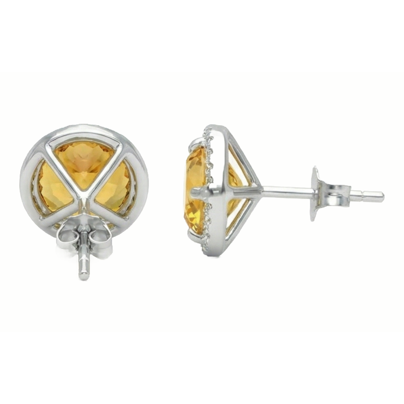 Gemstone Earring Or Blanc 14 Carats avec Citrine – vue de côté