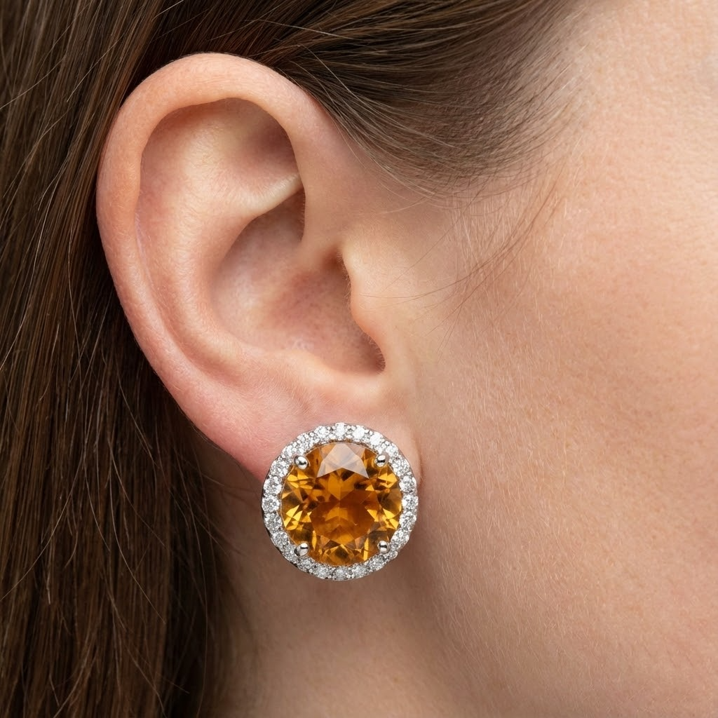 Citrine Gemstone Earring – vue de profil