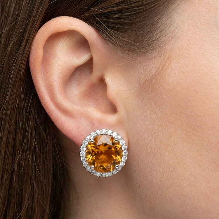 Citrine Gemstone Earring – vue de profil