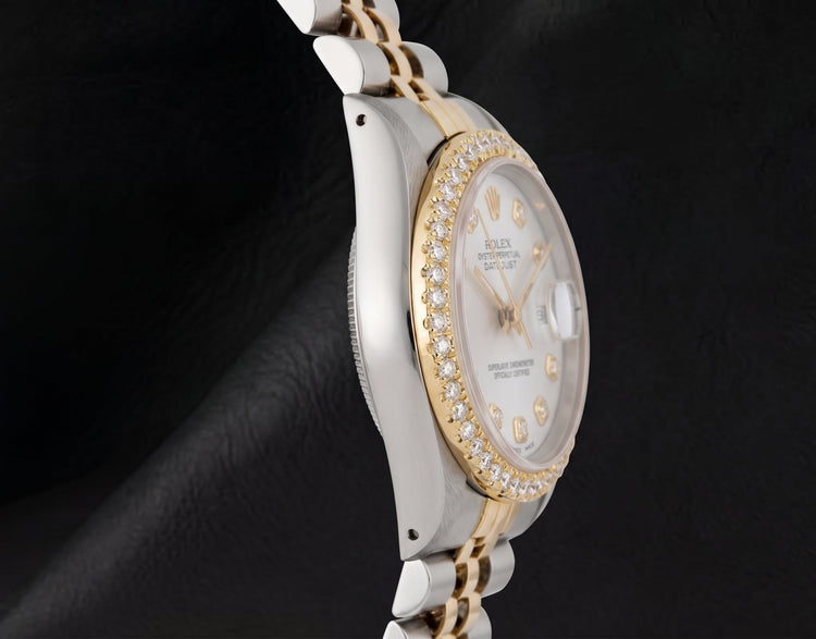 Montre Rolex Datejust 68273 31 mm Bicolore Cadran Argenté Diamants