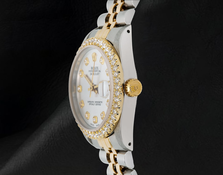 Montre Rolex Datejust 68273 31 mm Bicolore Cadran Argenté Diamants