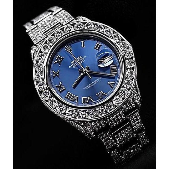 32 Carats. Diamants personnalisés Montre Rolex Homme 