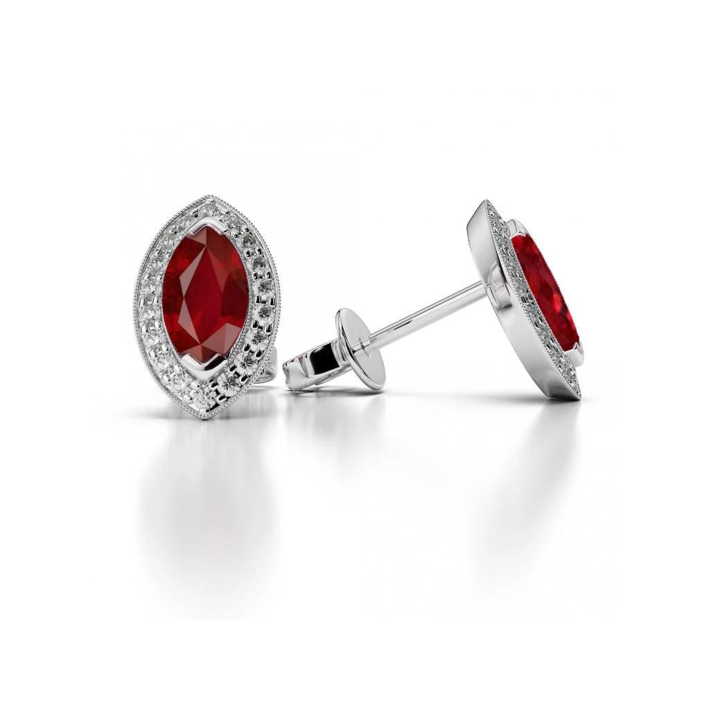 Rubis Gemstone Earring 2,90-carats Or Blanc 14 Carats – vue principale