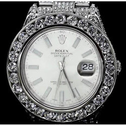33 CT. Montre Rolex Date Just II en diamant personnalisée Bracelet huître acier inoxydable