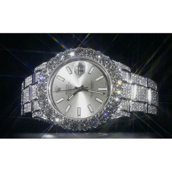33 Ct Couverture Entièrement Personnalisée Lunette En Diamant Montre 