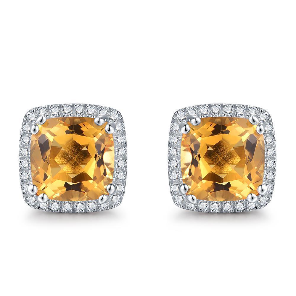 Citrine Coussin Gemstone Earring en Or Blanc 14 Carats – vue principale