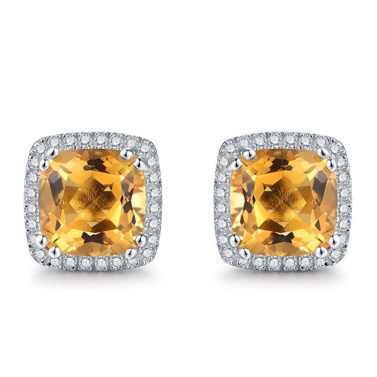 Citrine Coussin Gemstone Earring en Or Blanc 14 Carats – vue principale