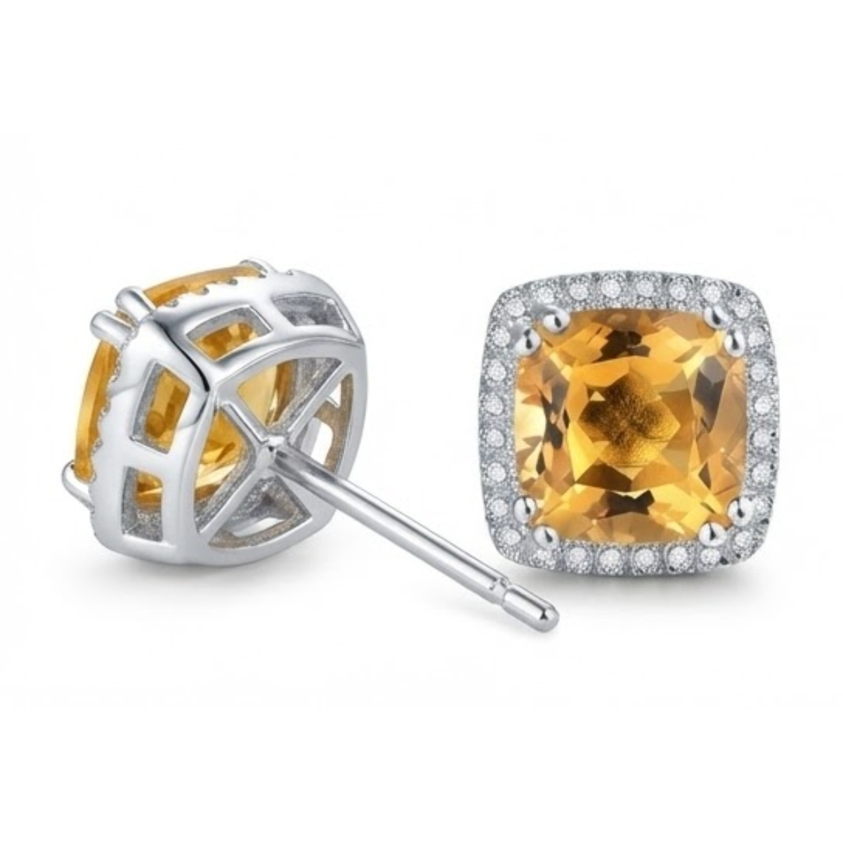 Gemstone Earring Or Blanc 14 Carats avec Citrine – vue de face