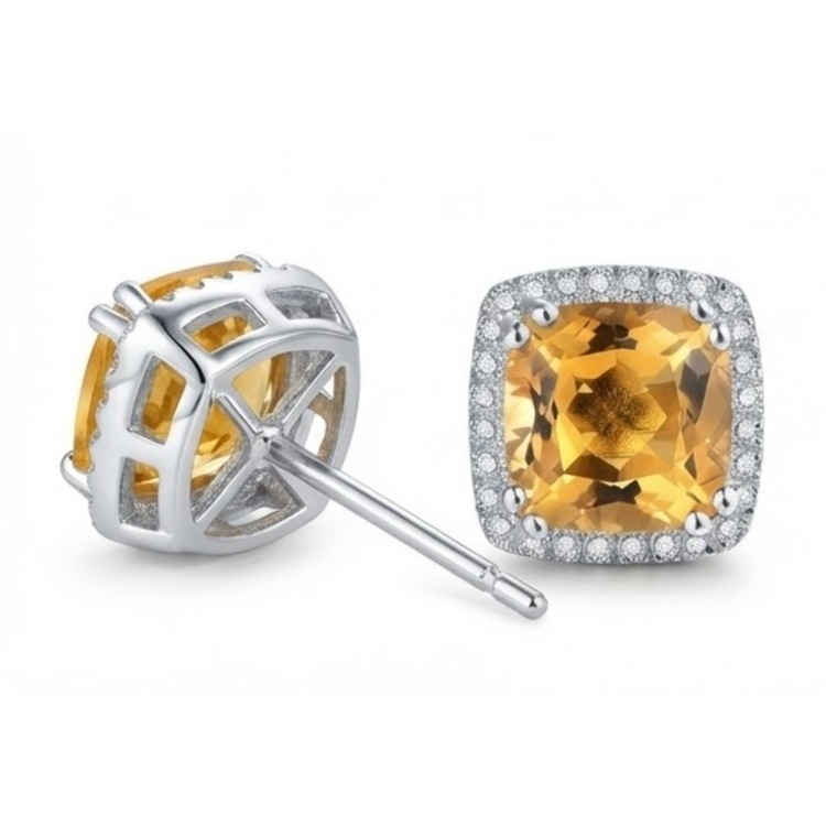 Gemstone Earring Or Blanc 14 Carats avec Citrine – vue de face