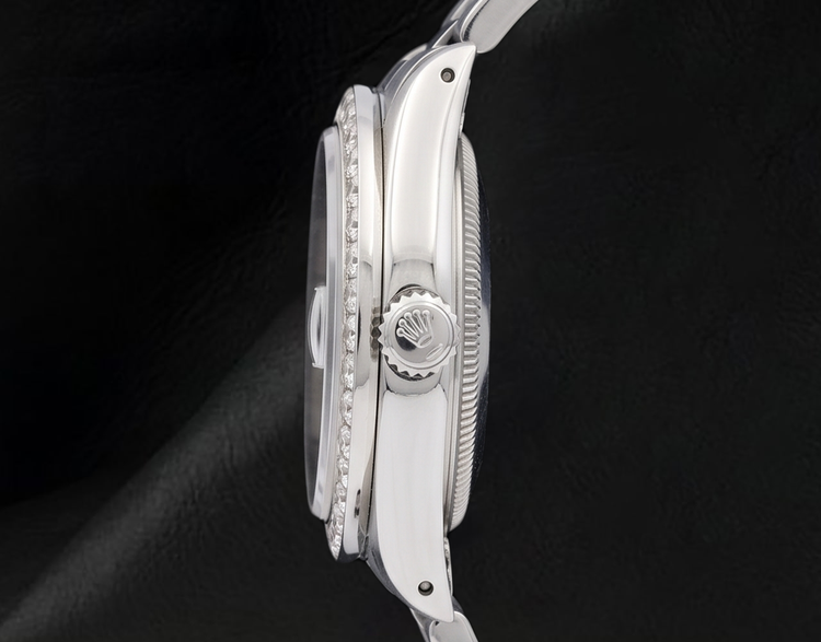 Montre Rolex 34 mm Bracelet Oyster 1500 Cadran Diamants Nacre Blanche
