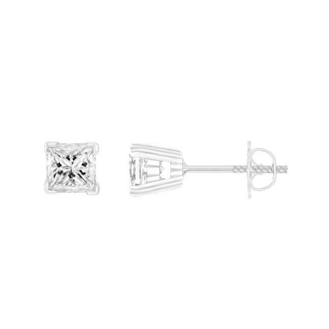 Pendants d'Oreilles Or Blanc 14 Carats avec Brillant – vue principale