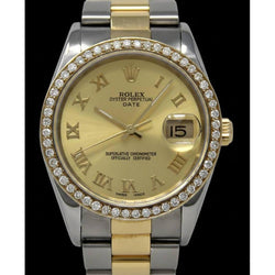 Montre Rolex Date Series pour homme et femme en acier inoxydable et or, deux tons