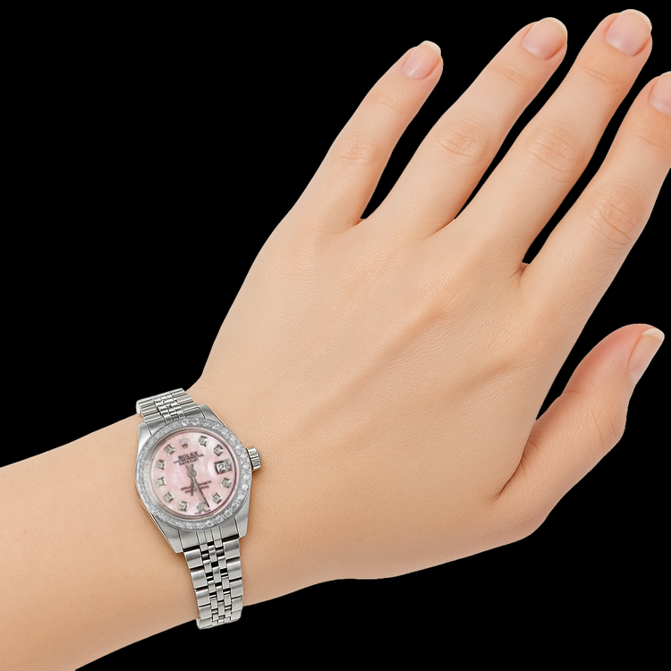 Rolex Datejust acier inoxydable Jubilé Bracelet Roze Serpillière Cadran Diamant Montre Femme