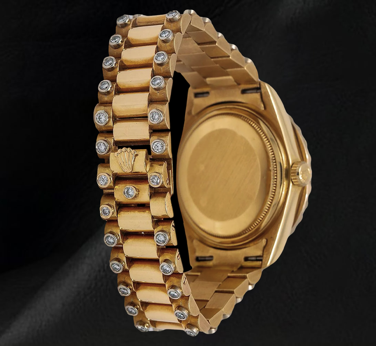 Rolex Day-Date 18038 36 mm Montre en Or Jaune 18 carats Cadran Diamants Champagne