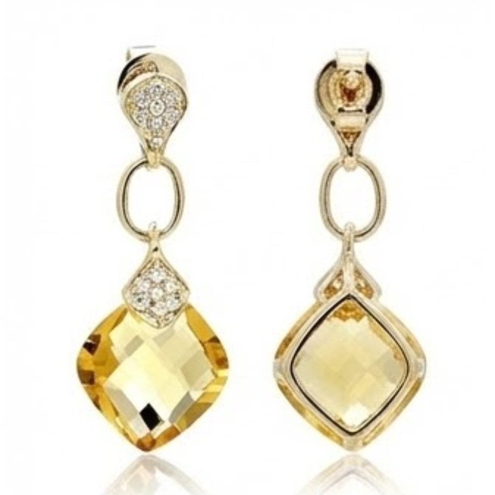 Citrine Gemstone Earring 37,70 carats Or Jaune 14 Carats – vue de face