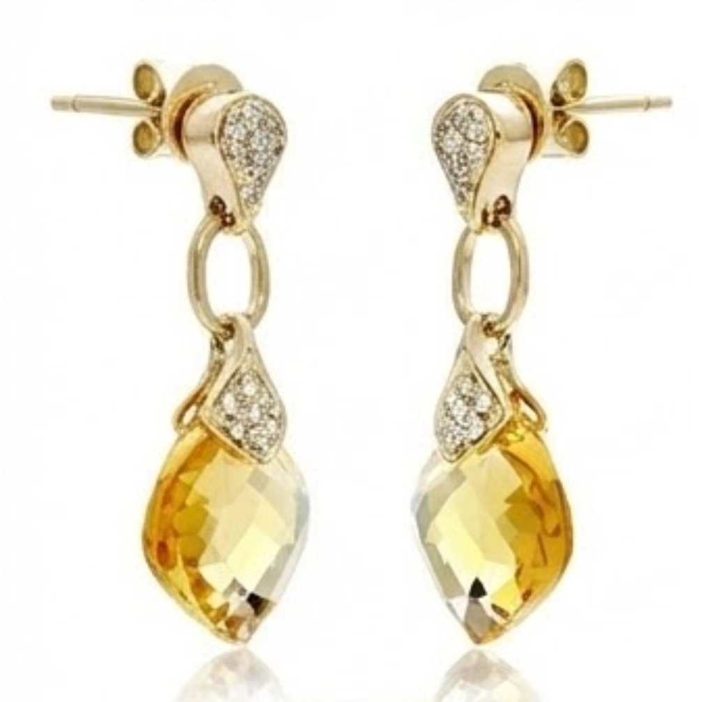 Taille Coussin Citrine bague en Or Jaune 14 Carats – vue d'angle
