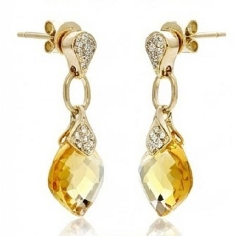 Taille Coussin Citrine bague en Or Jaune 14 Carats – vue d'angle